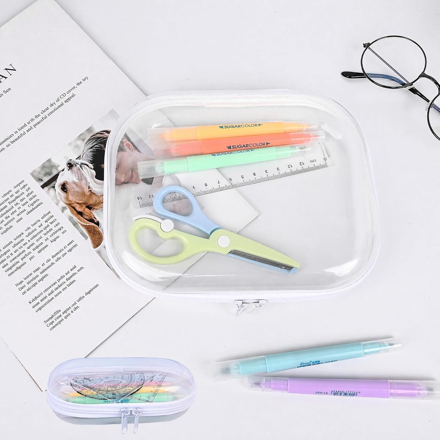 Clear Hard Shell Zipper Case,3PCS Transparent Clear Zipper Pouches,Hard Side Plastic Case Set,Portable Travel Storage Organizer Bins