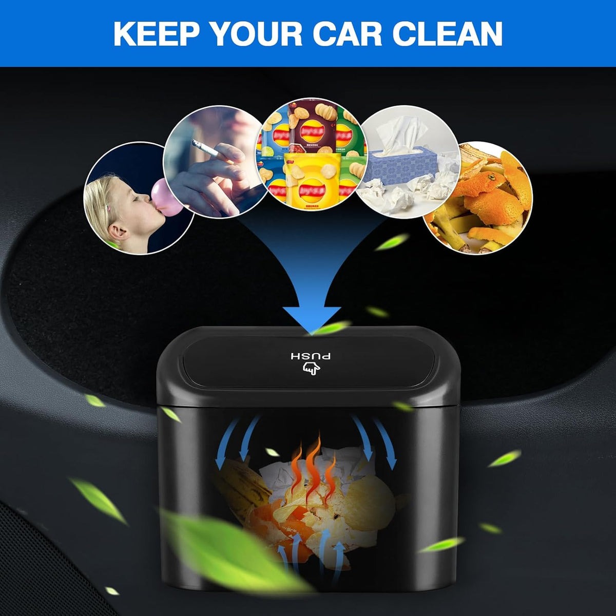 Canvcle Car Door Side Storage Box and Trash Can for 2021-2025 2026 Nissan Rogue Accessories Front Door Insert Tray Organizer Door Slot Storage Protector Garbage Bin with Trash Bags 4PCS