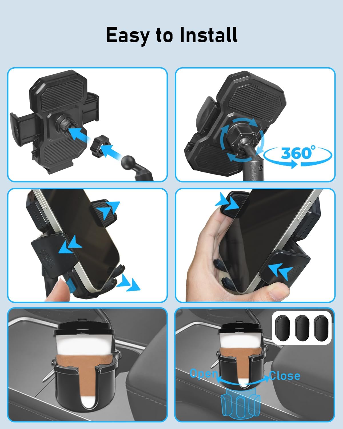 Belinous Car Cup Holder Expander with Phone Holder