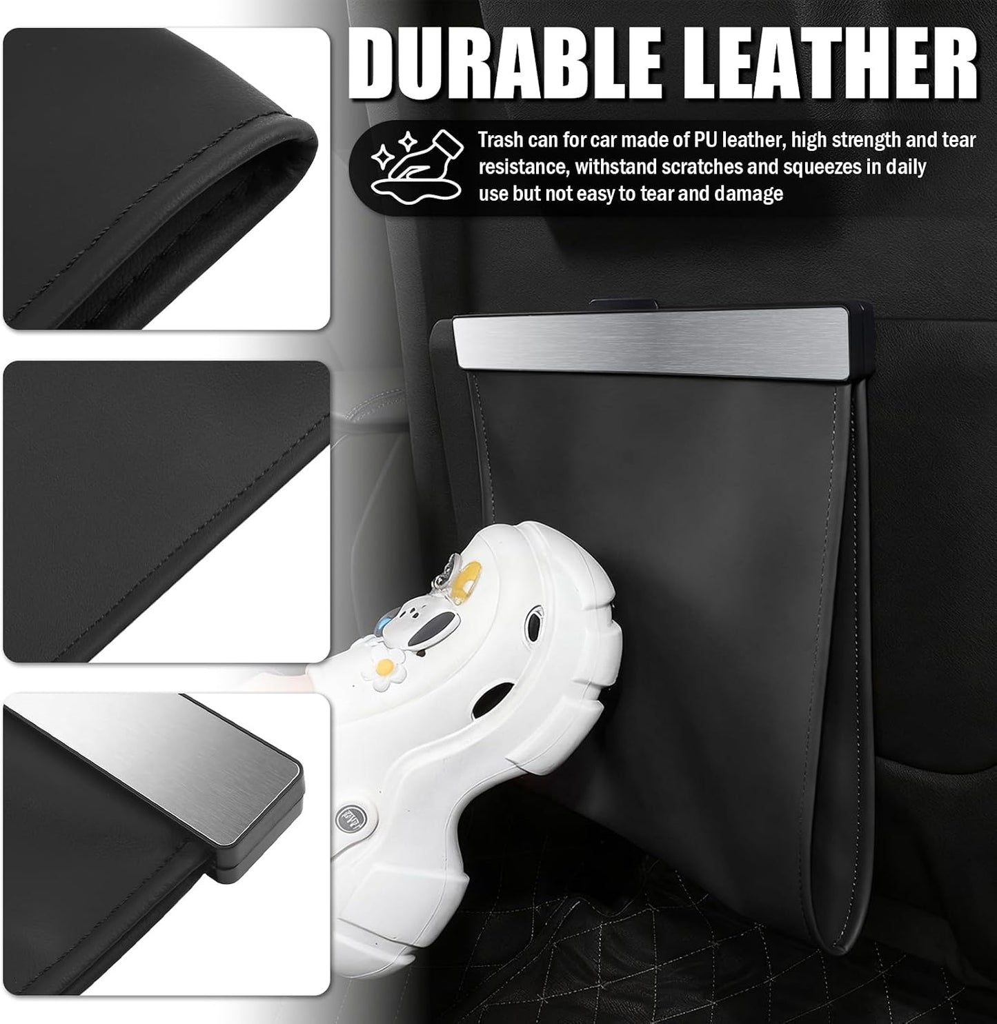 LED Car Trash Can Leak-Proof,Strong Magnetic Fast Closing Car Trash Bin as Cars Organizers and Storage,Cars Garbage Can with Automotive Trashs Bag for Backseat,Console,Door