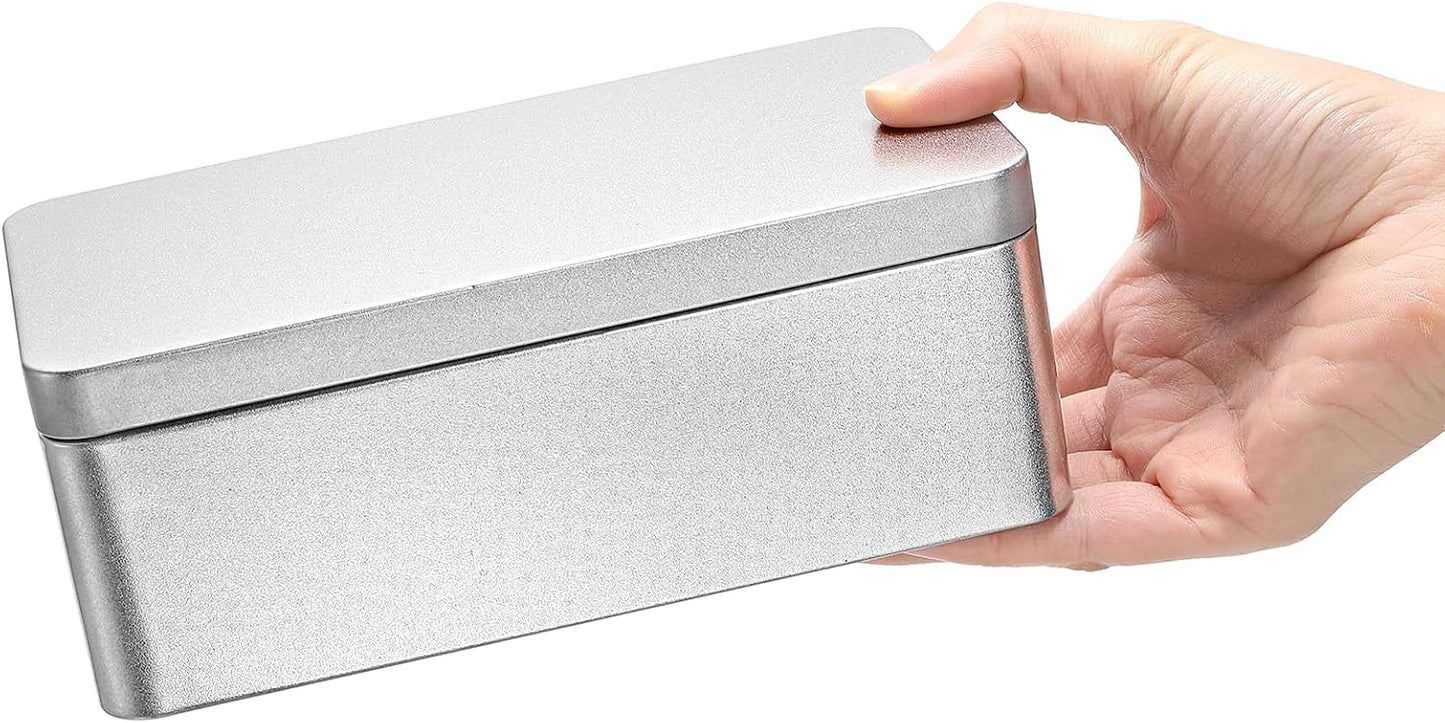 Okllen 8 Pack Silver Rectangular Tin Box, 7 x 3.9 x 2.4 inch Empty Metal Tin Containers with Lids, for Jewelry, Car Keys, Candy, Crafts, Gift &amp; Home Storage
