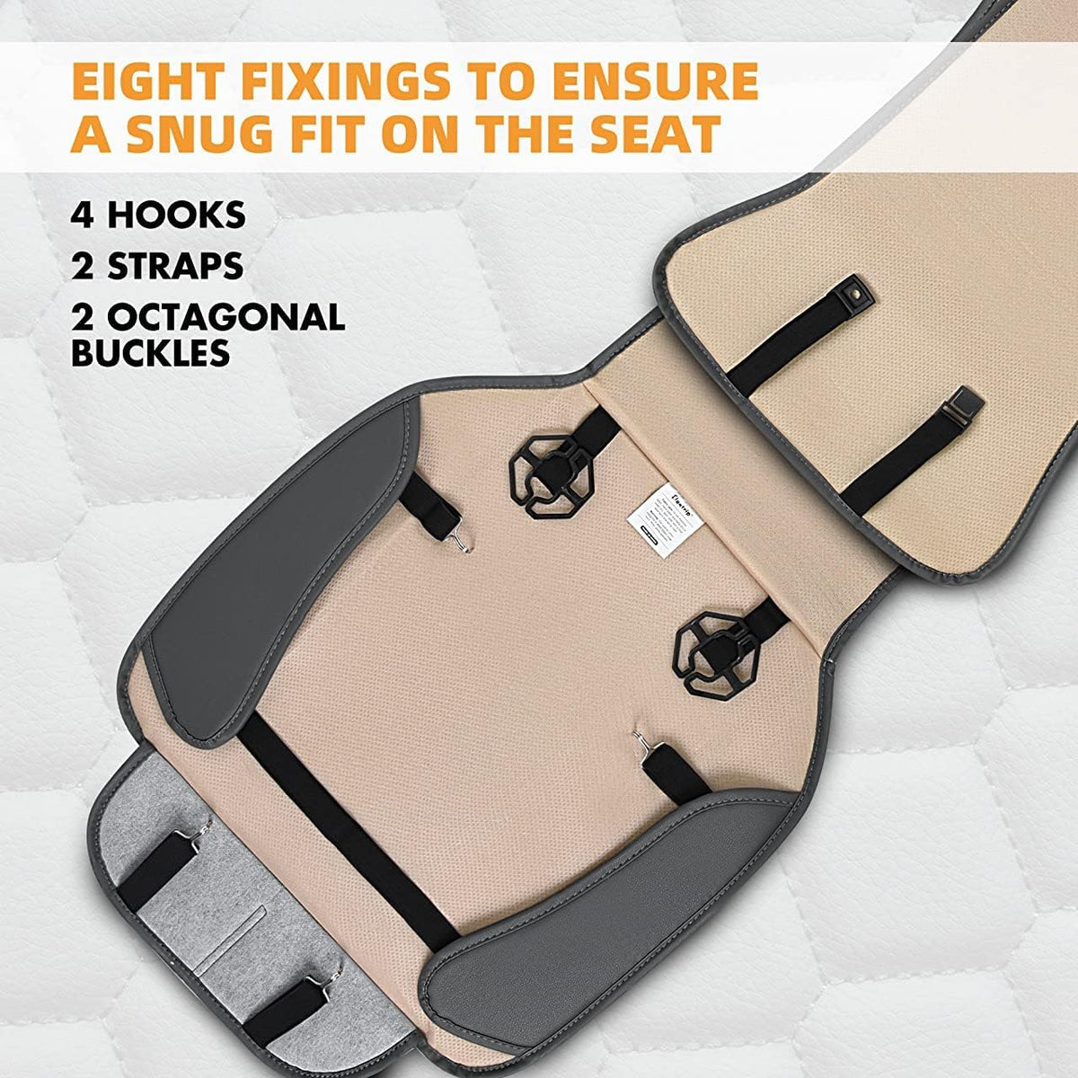 Elantrip Leather Car Seat Covers Front 2PC Waterproof Universal Fit Gray