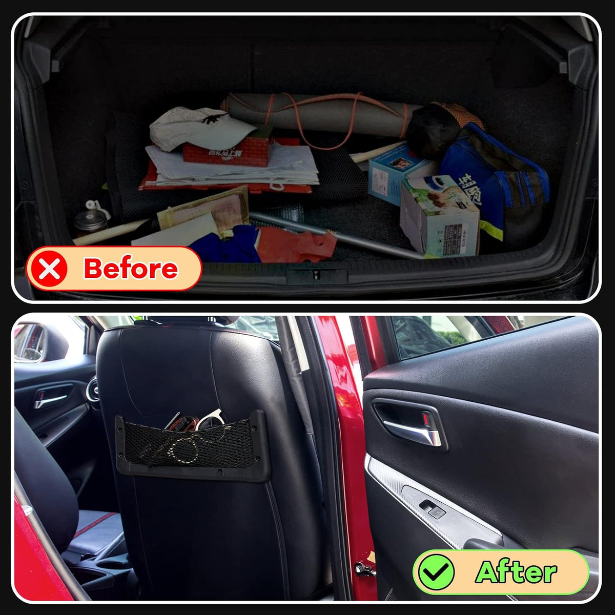 Frienda 2 Pcs Car Boat Storage Net Bag Mesh Pocket Holder,13.8 X 5 Inch