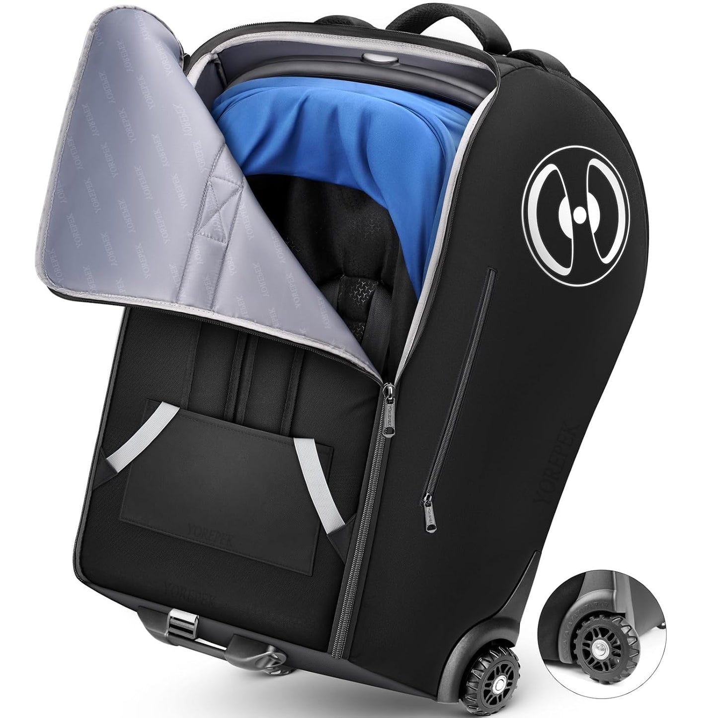 YOREPEK Infant Car Seat Travel Bag for Airplane with Wheels | Fits Doona Car Seat Stroller and Base, Padded Carseat Bags for Air Travel, a Side Pocket for Baby Travel Essentials