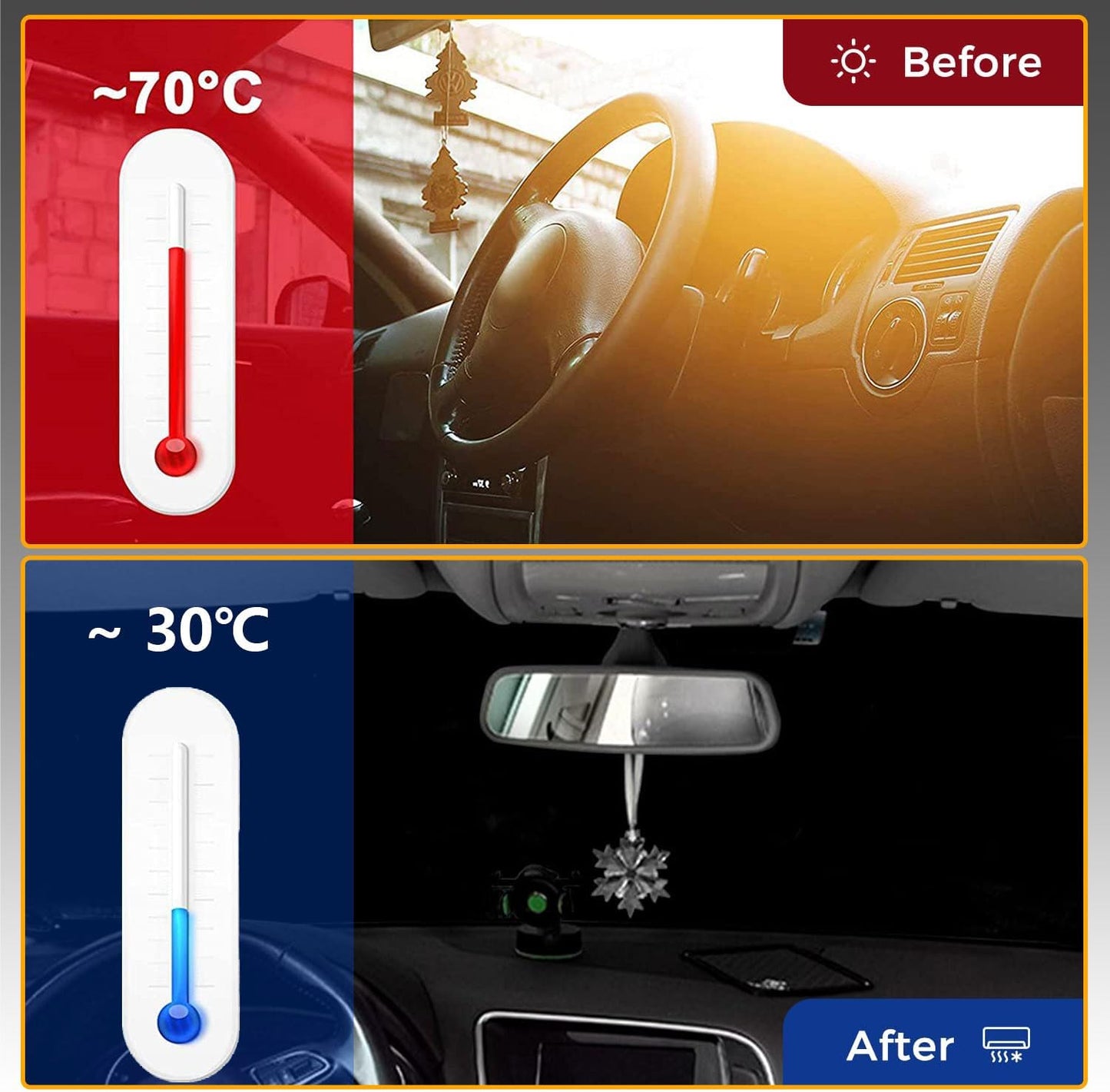 Car Windshield Cover Large Enhanced 600D Oxford Fabric Windshield Frost Cover for Ice and Snow Frost Waterproof Wiper Front Window Protects UV Sunshade Cover for Most Cars SUV Vans (75" x 46")