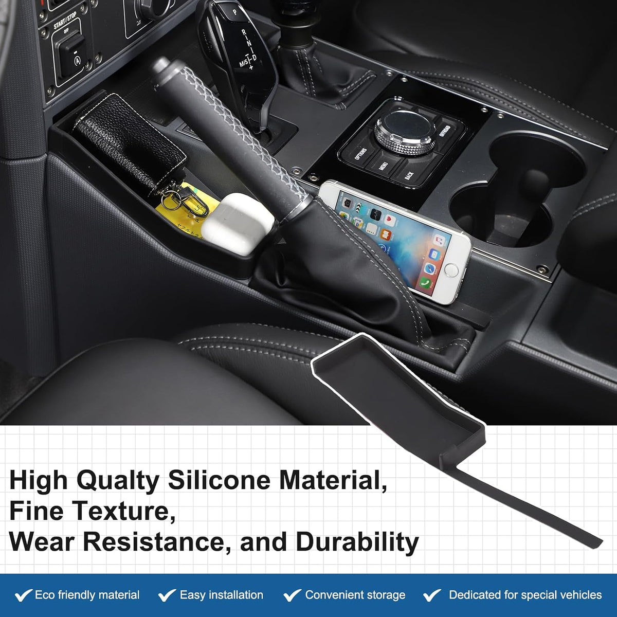 Center Console Organizer Compatible with INEOS Grenadier 2020-2024, Handbrake Storage Organizer ABS Material Insert Tray Accessories (Black)