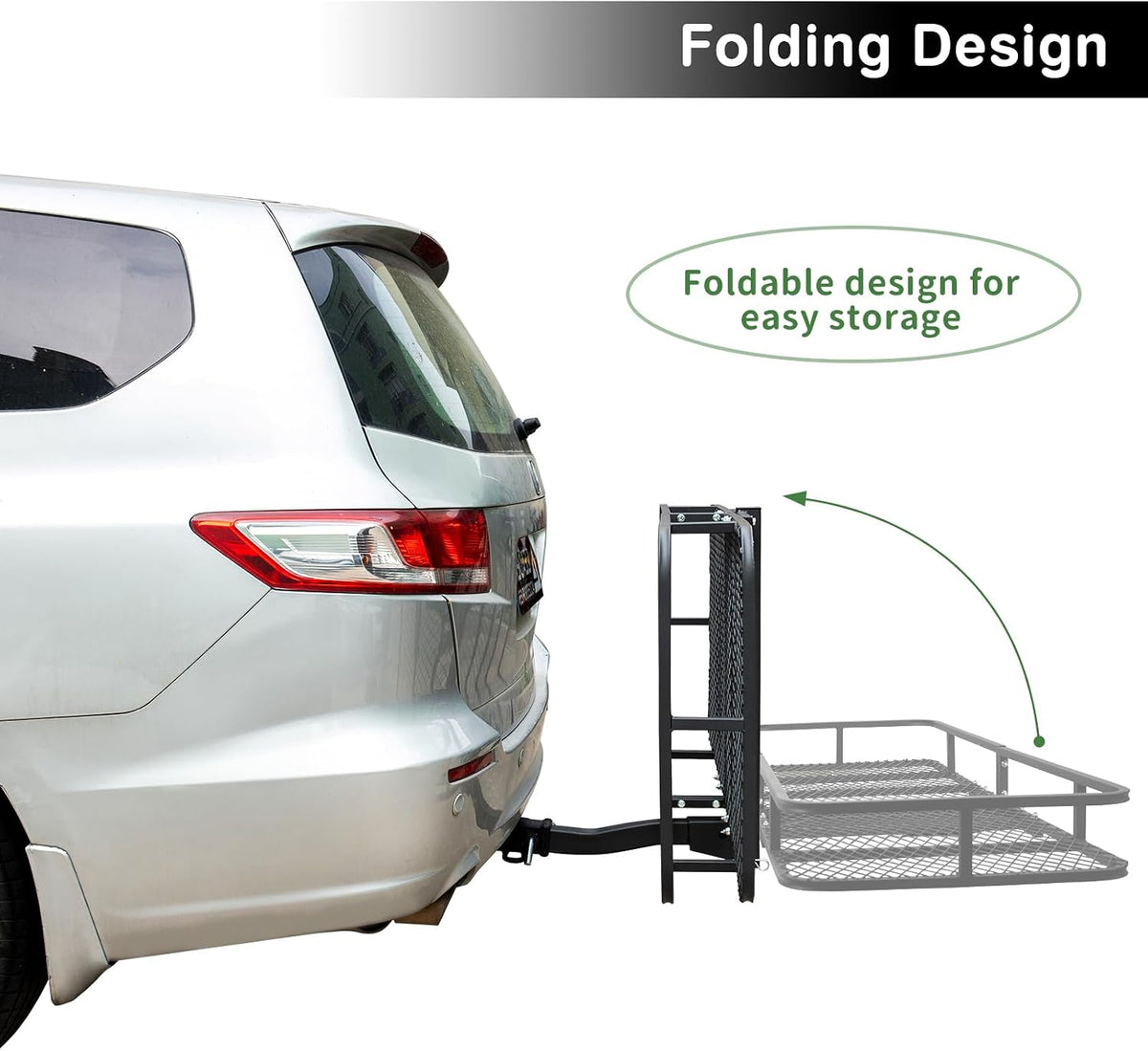 Leader Accessories Folding Hitch Cargo Carrier 60"x24"x6", Fits 2" Receiver