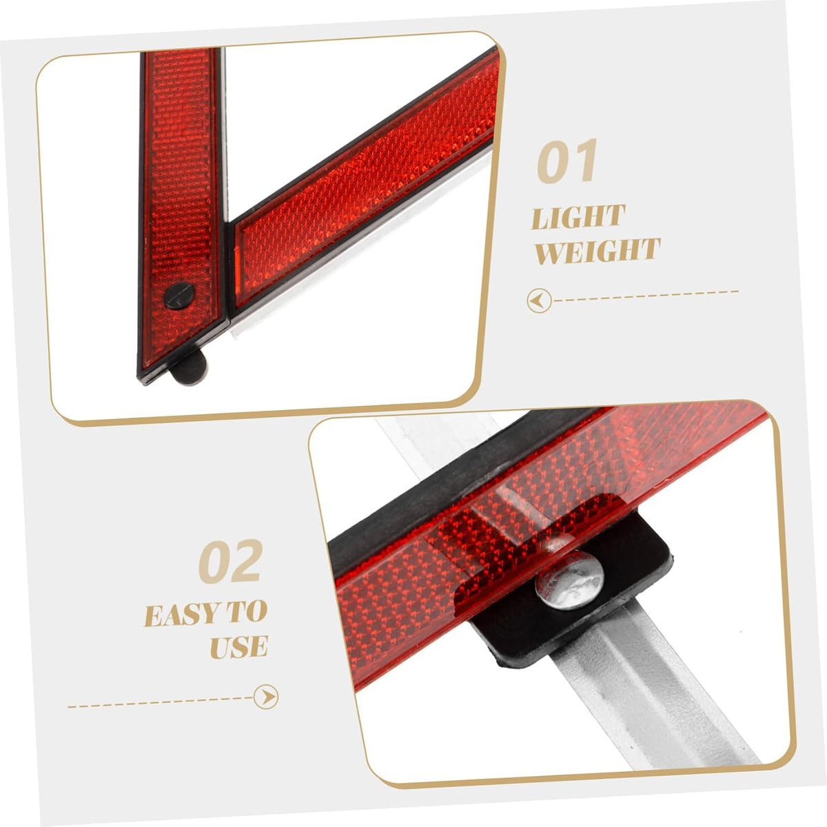Reflective Triangle Warning Sign 3pcs ABS Frame for Road Parking
