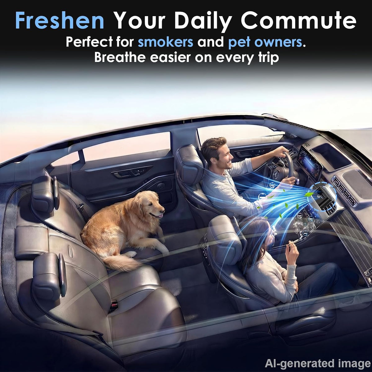 Mini Car Air Purifier Ionizer - Filterless Bipolar Plasma Ion Tech for Smoke Smell & Pet Odor - Whisper-Quiet & Compact - Clips onto Car Air Vent - Car Air Cleaner by Yakry