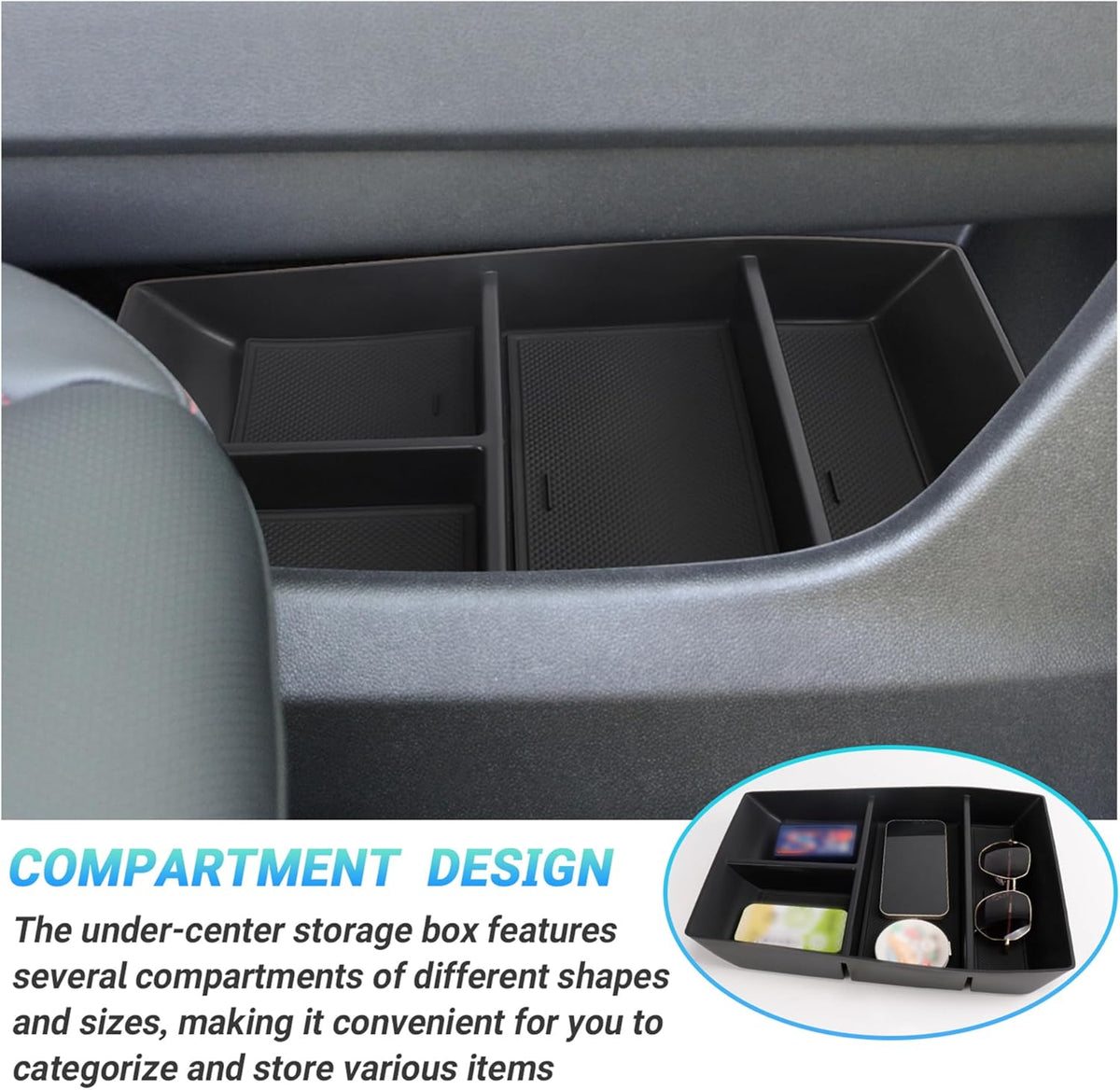 Center Console Organizer Compatible with 2024-2026 Chevy Traverse Accessories, Divider Compartment Tray＆Console Bottom Storage Box＆Armrest Hidden Insert Tray (Not fit 2024 Traverse Limited)