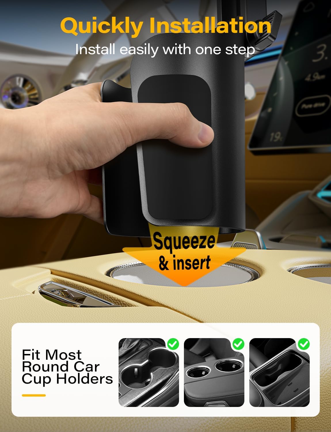 TAZENI 2-in-1 Cup Holder Phone Holder Mount for Car, Stable & Adjustable