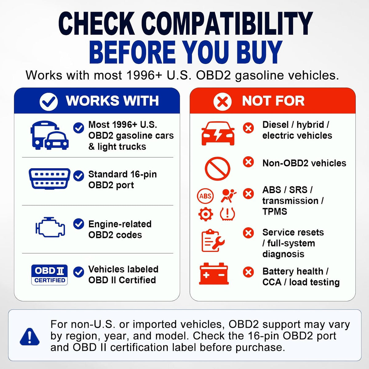 V380 OBD2 Scanner for Check Engine Light, Color Display Car Code Reader