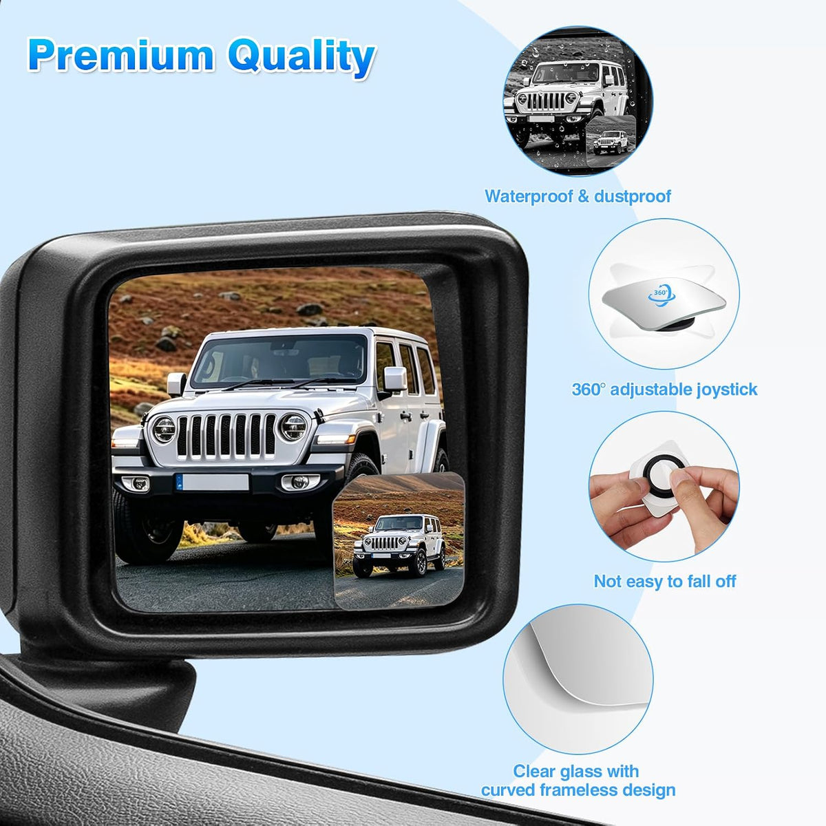 2PCS Blind Spot Mirrors for 2018-2026 Wrangler, 2018-2026 Gladiator