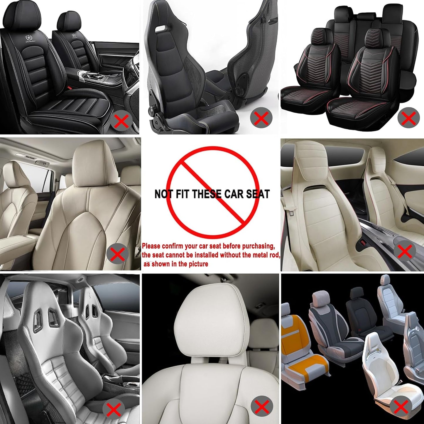 JZCreater Car Headrest Pillow, 180°Adjustable Head Neck Support Pillow, U- Shaped, Travel Sleeping Car Headrests, Only for Car Seat Headrest with 2 Metal Poles， Not for Fixed or Integrated headrests