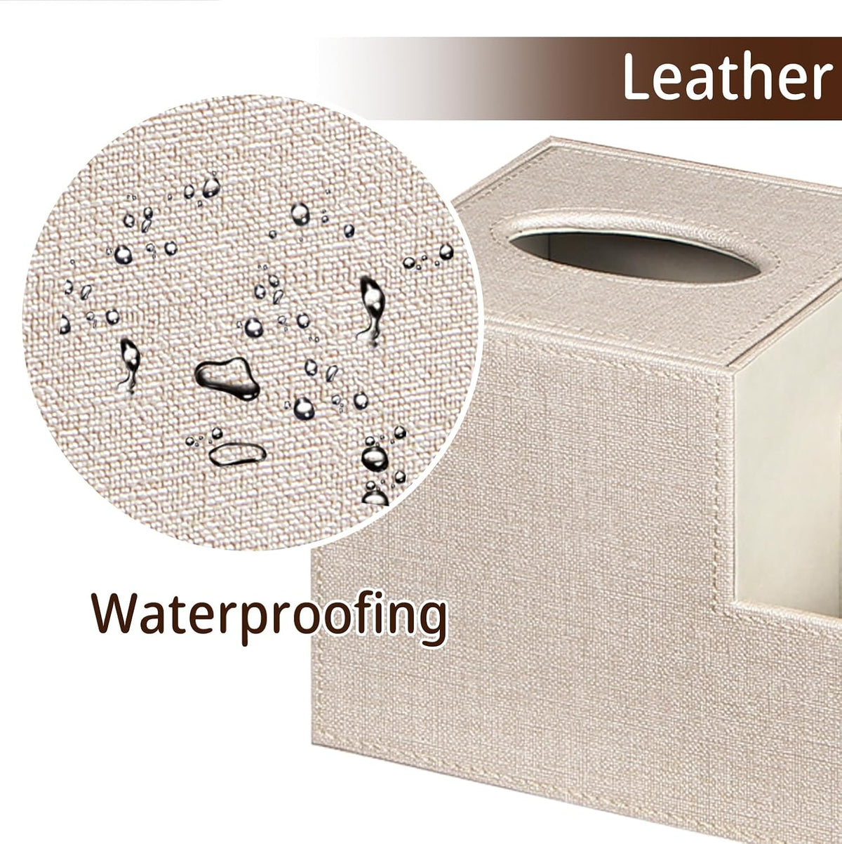 PU Leather Square Tissue Box Cover - Multi-Functional Tissue Box Holder