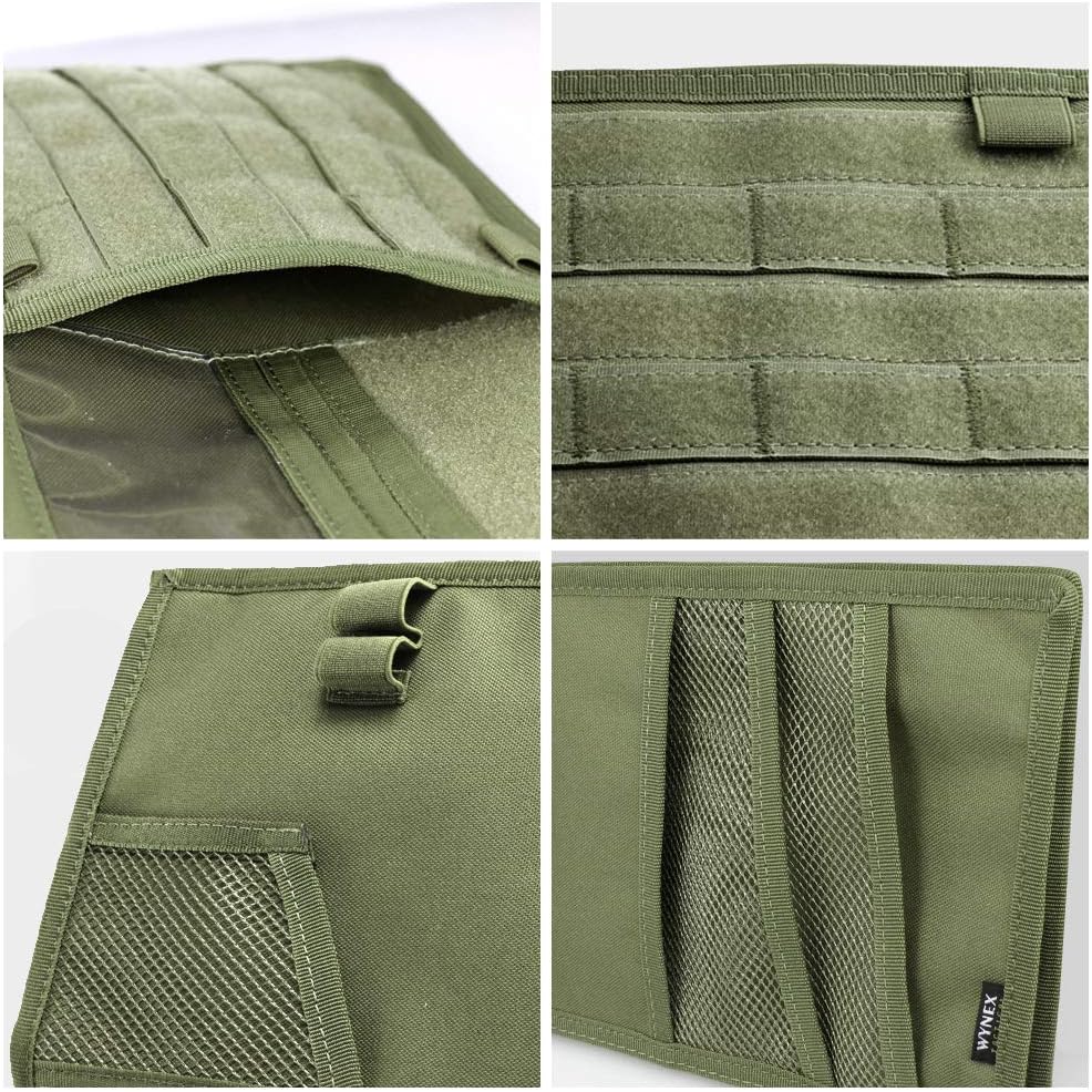 WYNEX Car Visor Organizer 2-Sided MOLLE Panel, for Car Trucks Pickup Vans | Fold:M-13.8x7", 3 Hoop-N-Loop Strap, Auto Sun Visor Storage Pouch, for Car Gadget, Daily Driving Road Trip