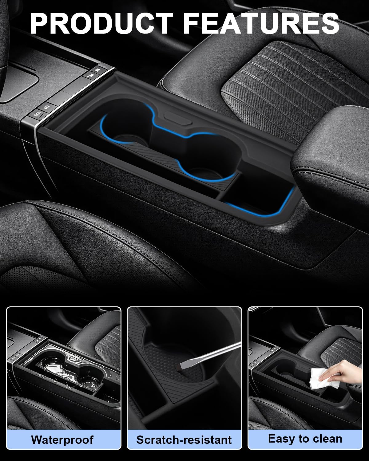 Cup Holder Inserts for Kia Seltos HEV 2027 Center Console Organizer