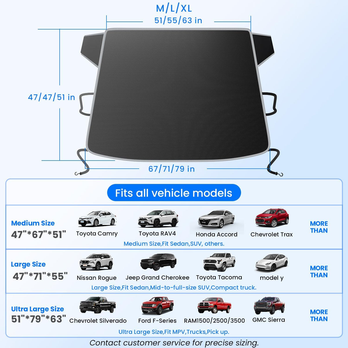 Purehorizon Snow Cover for car Windshield,[Heavy Winter Protection] Anti Snow, Ice, Frost and Water, [Military-Grade Protection] Universal Fit for All Cars, SUVs,-M