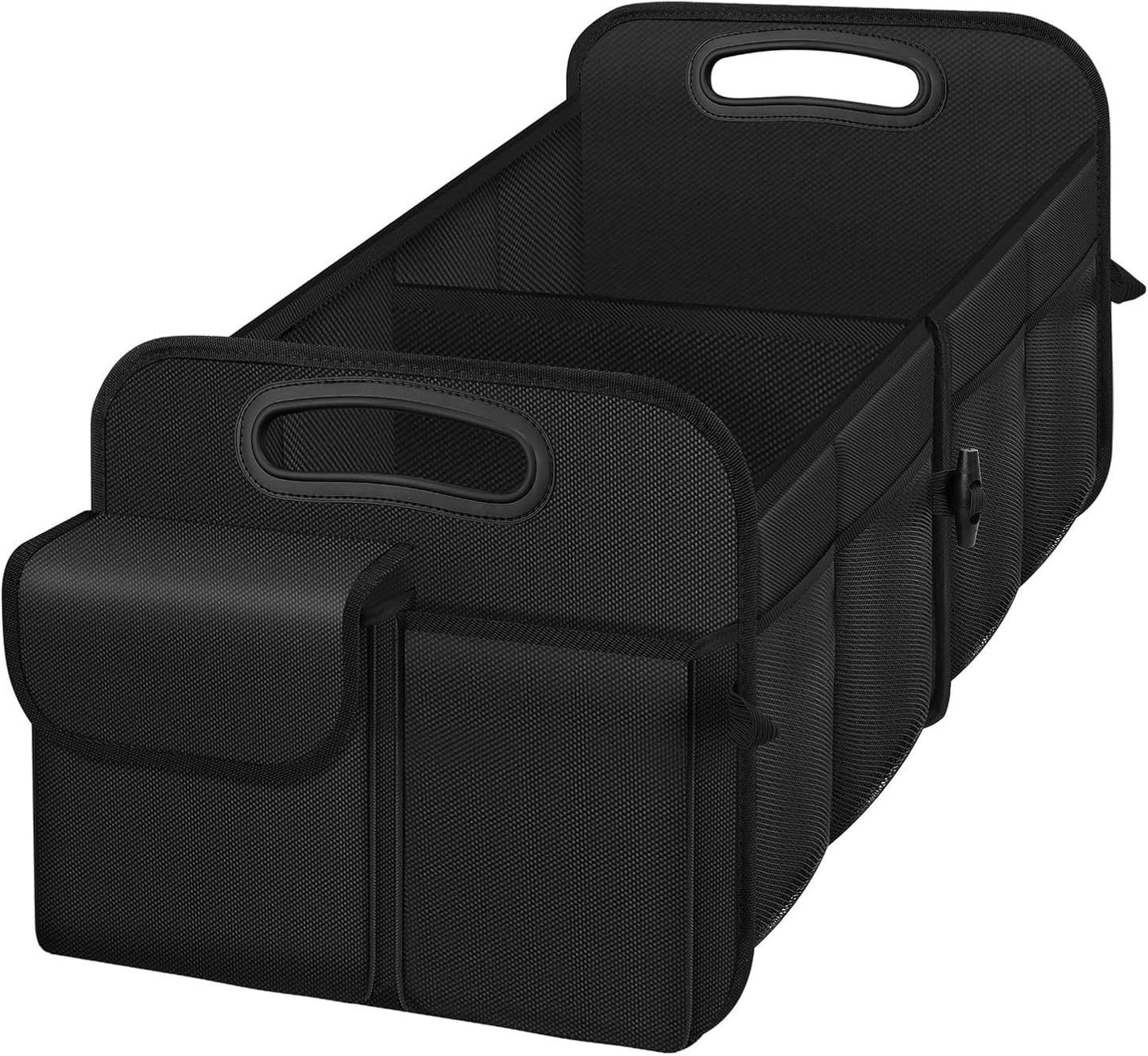 Trunk Organizer, Collapsible Waterproof car Trunk Organizer for SUVs & Sedans, Car Storage Organizers with Reinforced Handles, Car Accessories for Women and Men, 2 Compartments, 52L, Black
