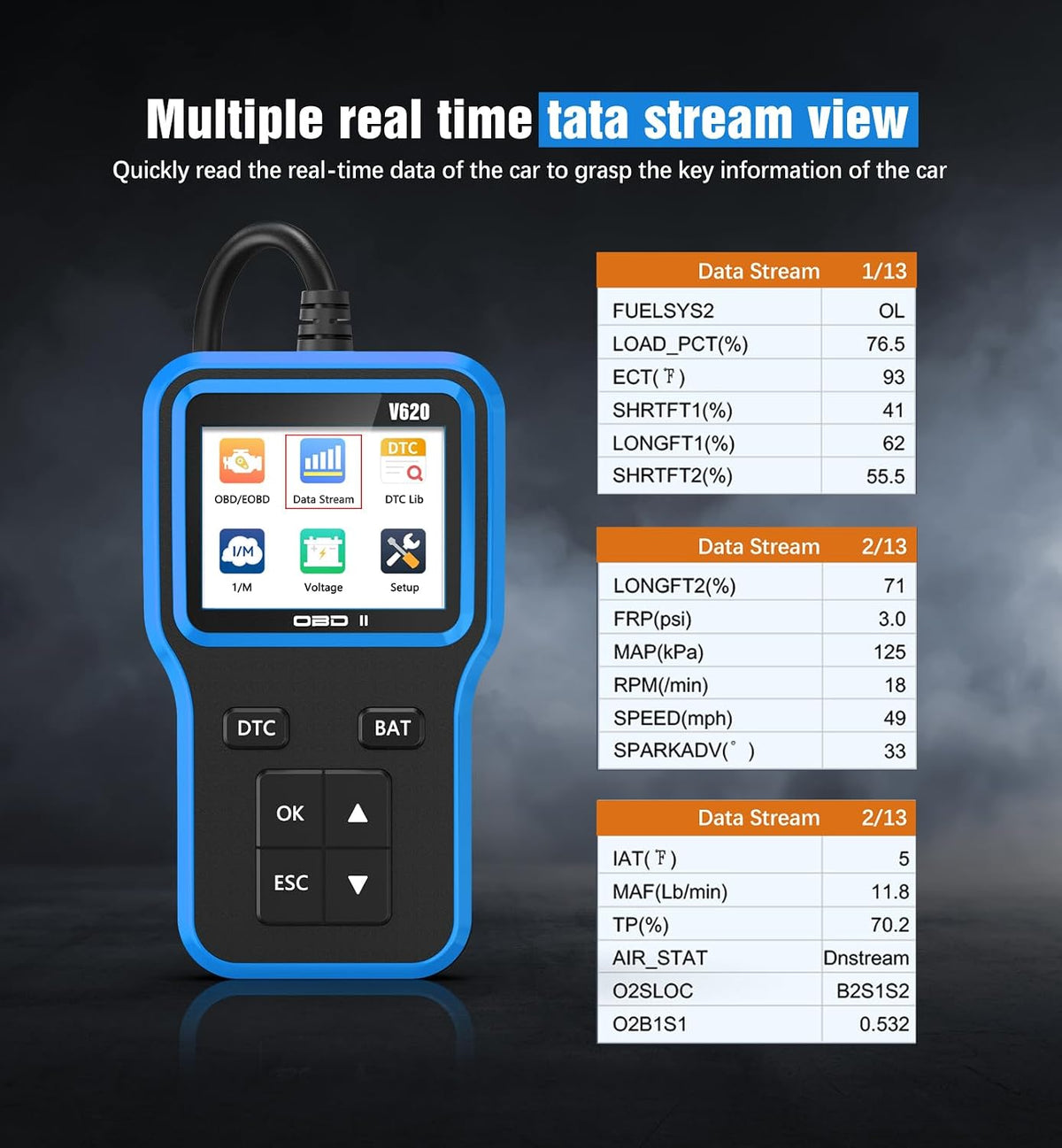 OBD2 Scanner & Battery Tester, Car Diagnostic Tool for Check Engine Light