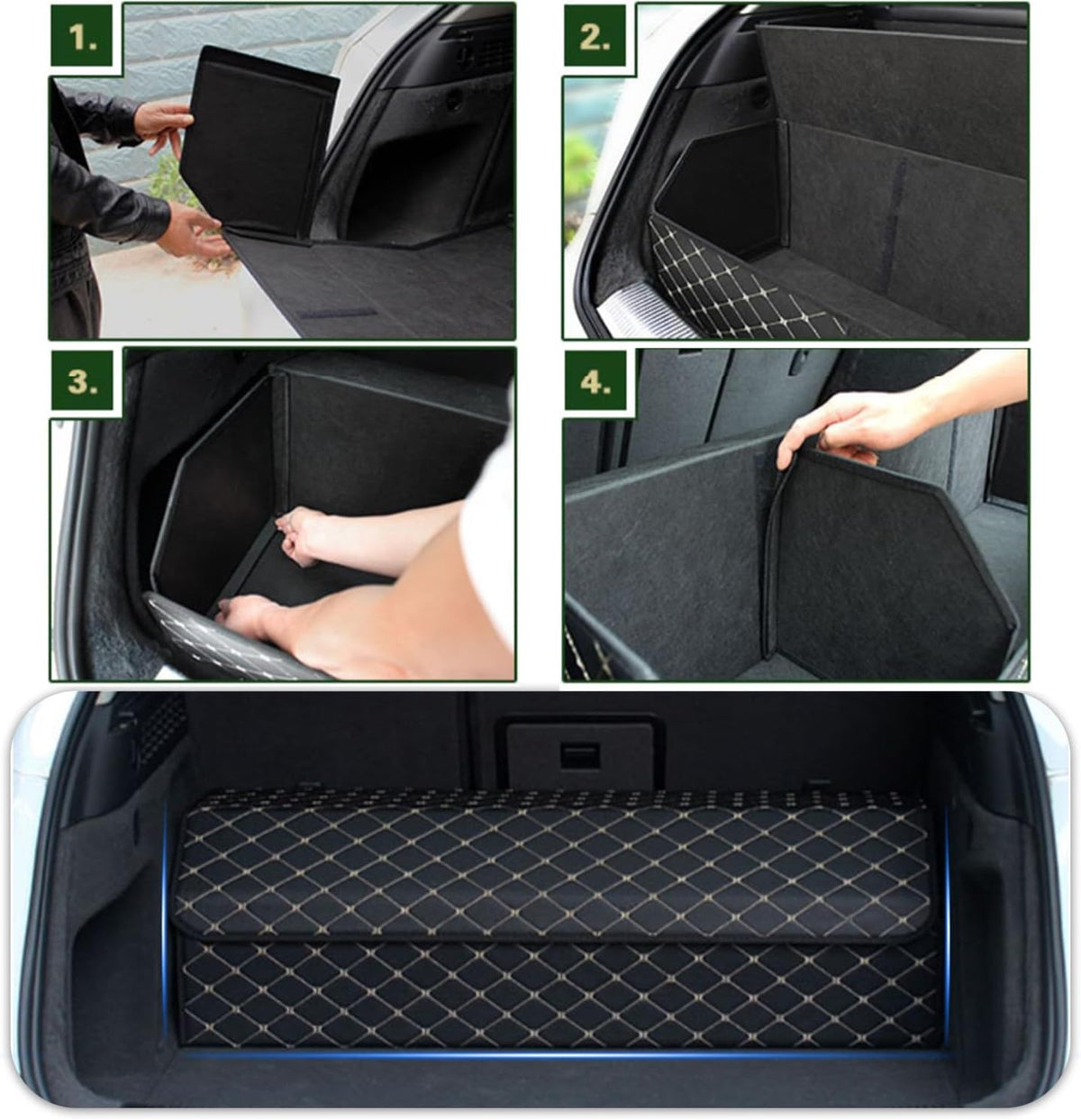 Car Trunk Organizer for Buick Enclave - Custom Fit,4-Layer Cover,Leather,Large Space Outdoor Trunk Organizer,All-Season Use for Buick Enclave 2025