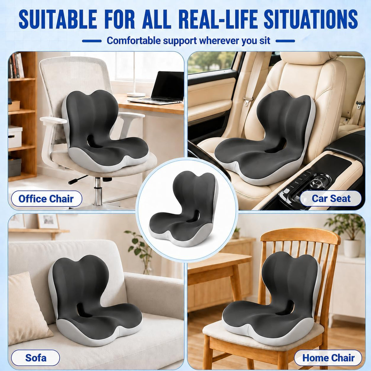 Susbie Car Seat Cushion with Lumbar Support Pillow,Office Chair Cushion