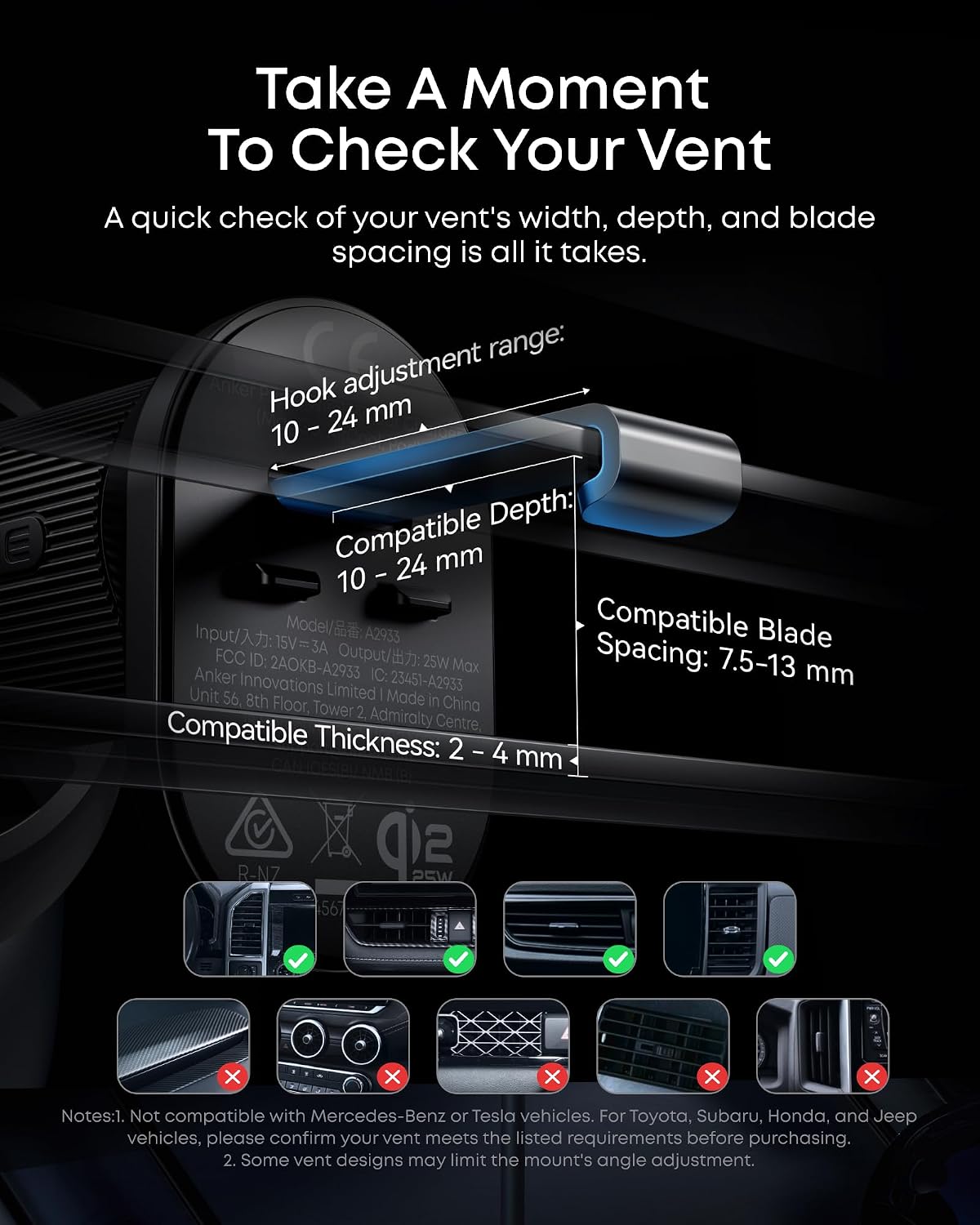 Anker Prime Qi2 25W MagSafe Compatible Wireless Car Charger Mount