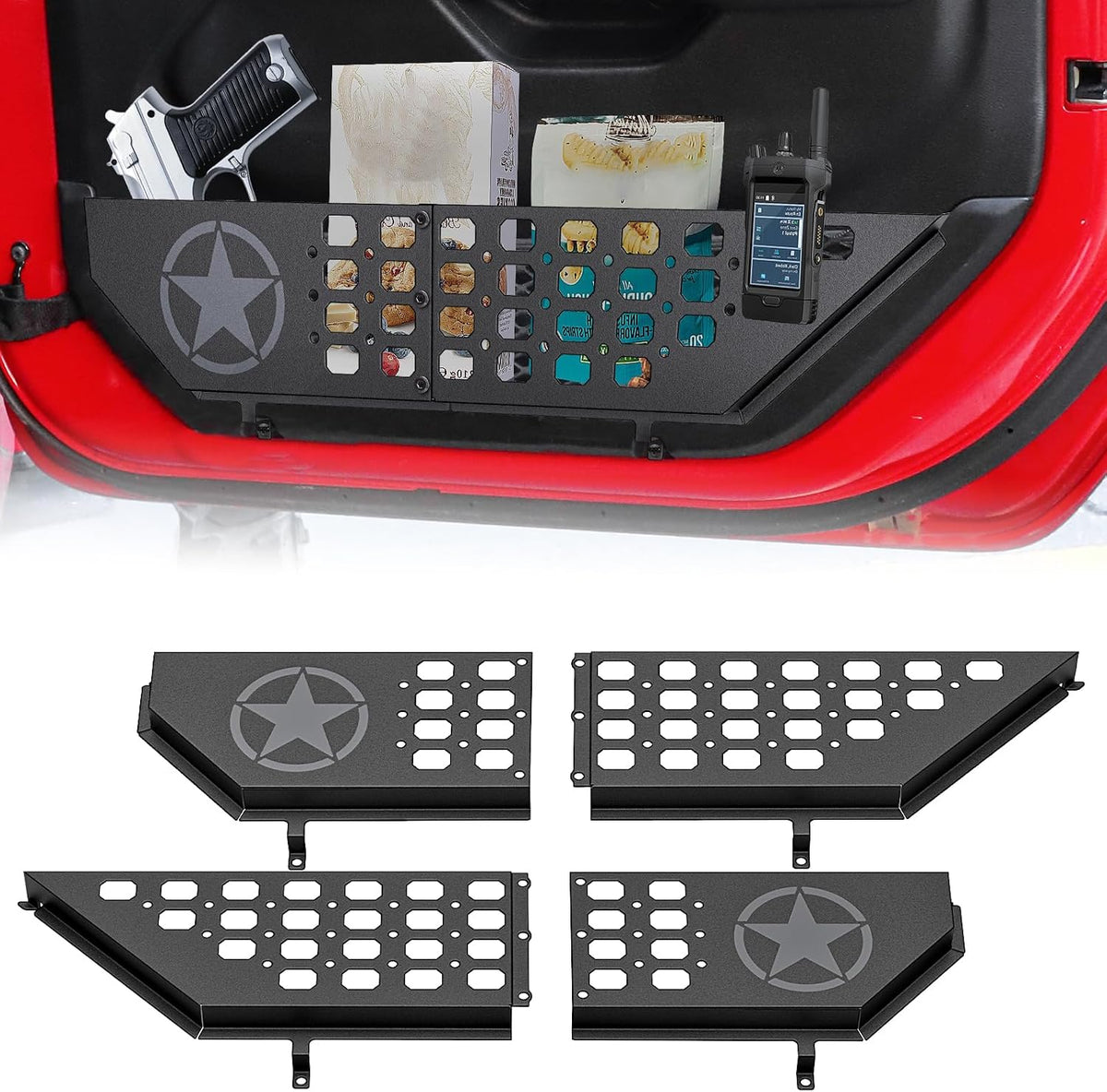 Eamplest Metal Front Door Storage Box for Jeep Wrangler JL JLU 2018-2026