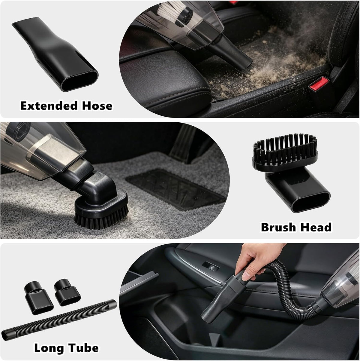 Car Cleaning Kit, Car Interior Detailing Kit with 12000PA Black Handheld Vacuum, Brush Set, Windshield Tool, Duster, Towels, Complete Car Care Tools for Women (Black)