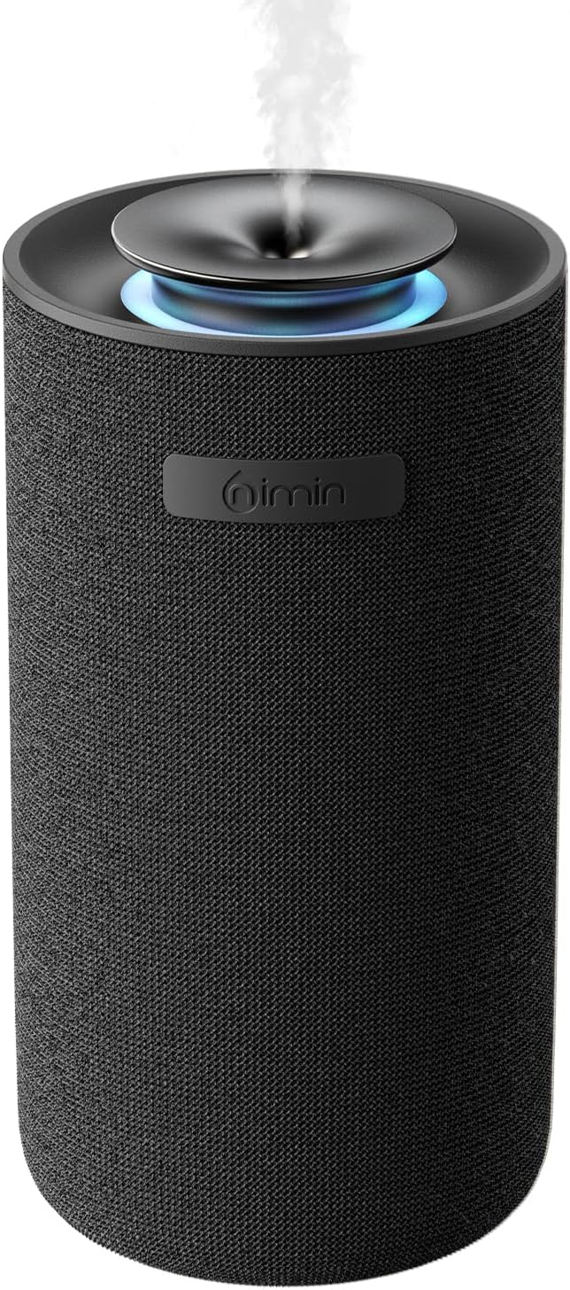 Nimin Smart Auto Start-Stop Car Diffuser, Waterless Essential Oil Diffuser for Home & Car, 2000mAh Battery Powered Cordless Scent Machine, Fits 5/10/15ml Bottles, Black