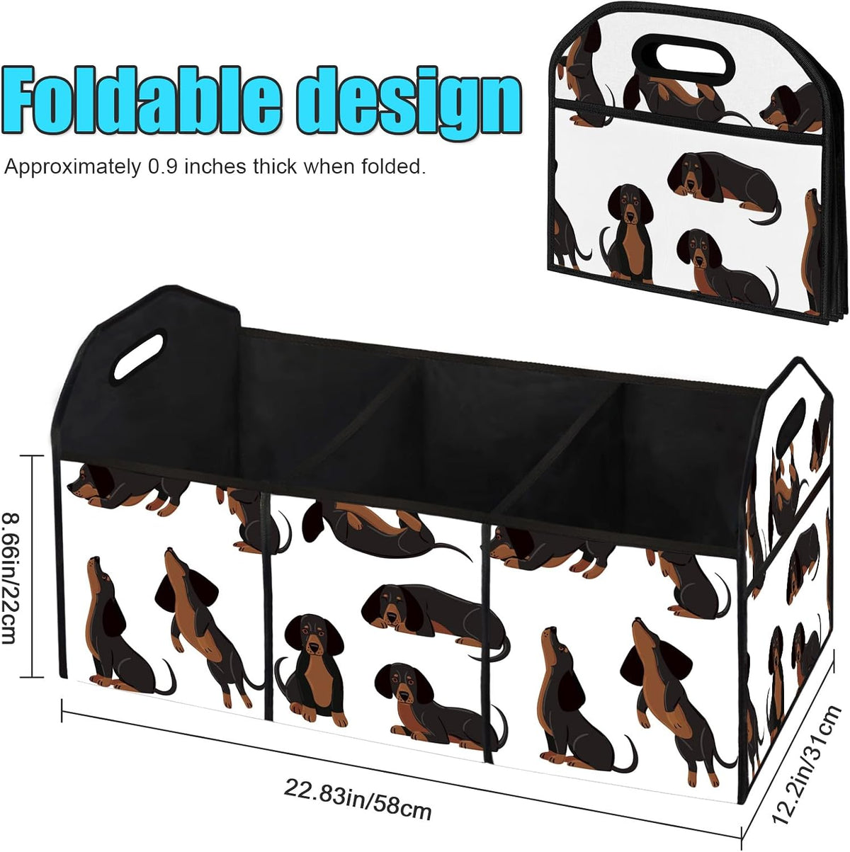 Dog Car Trunk Storage Box with Pockets Car Accessory for SUVs Cars Automotive Organizer