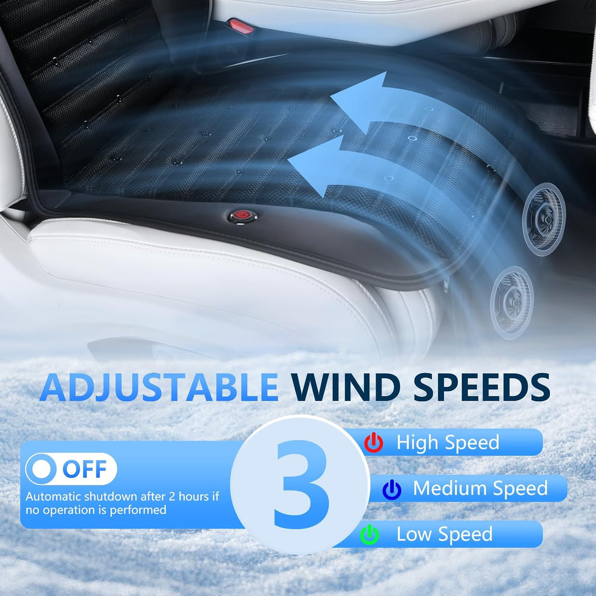 FLORICH Cooling Car Seat Cover Ventilated Seat Cushion with 2 Powerful Turbo Fans 3-Speed Adjustable 12V-24V Cooling Car Seat Pad for Summer Driving Universal Fit for Car SUV Truck Van