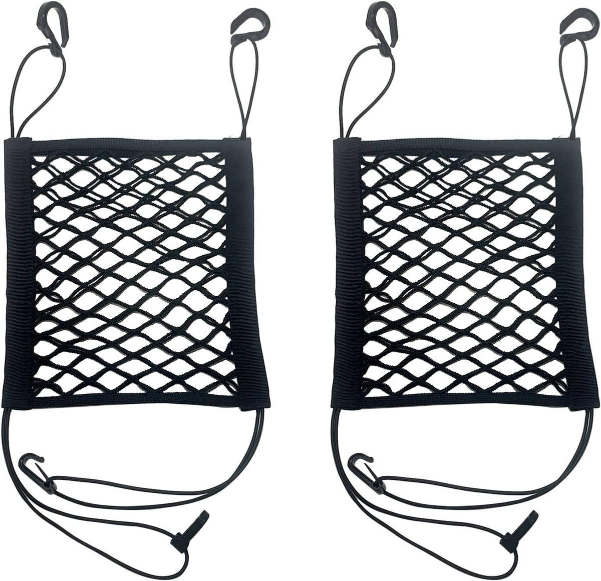 2PACK Small Cargo Nets Elastic Stretchable Pocket Storage Mesh Net Universal Automotive Cargo Netting Storage Pouch with 8Pcs Mounting Screws&Hooks for Car Truck SUV Boats (17.7x9.8 Inch)
