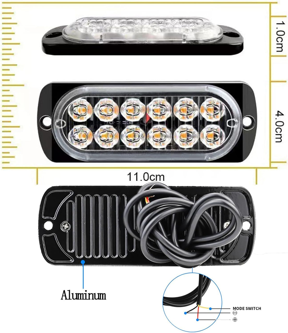 8-Pack 12 LED Vehicles Trucks Emergency Strobe Lights Kit, 12-24V Light