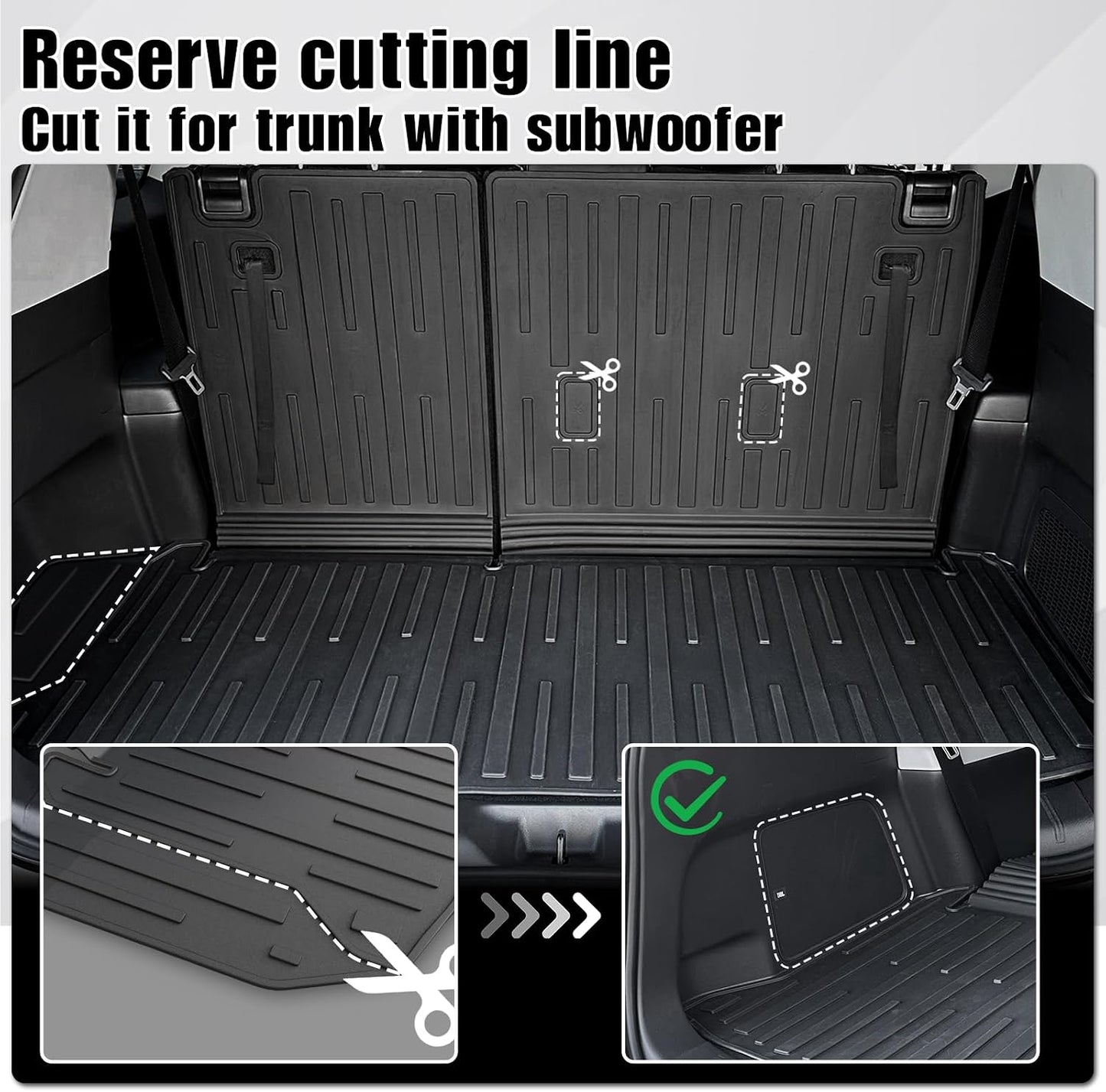 Cargo Mat with Backrest Mat 2-in-1 for 2024 2025 2026 Toyota Grand Highlander Car Mat Accessories, TPE All Weather Cargo Liner Trunk Mat(Grand Highlander-2 in 1 Trunk Mat)