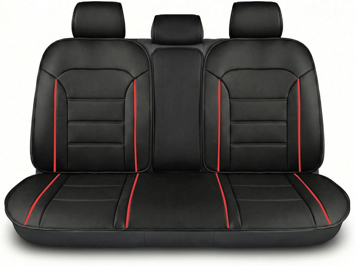 FH Group Universal Fit Back Seat Faux Leather Car Seat Cover, Rear Seat Covers for Cars with Rear Split Bench, Car Interior Accessories for SUV, Sedan, Van, Gray