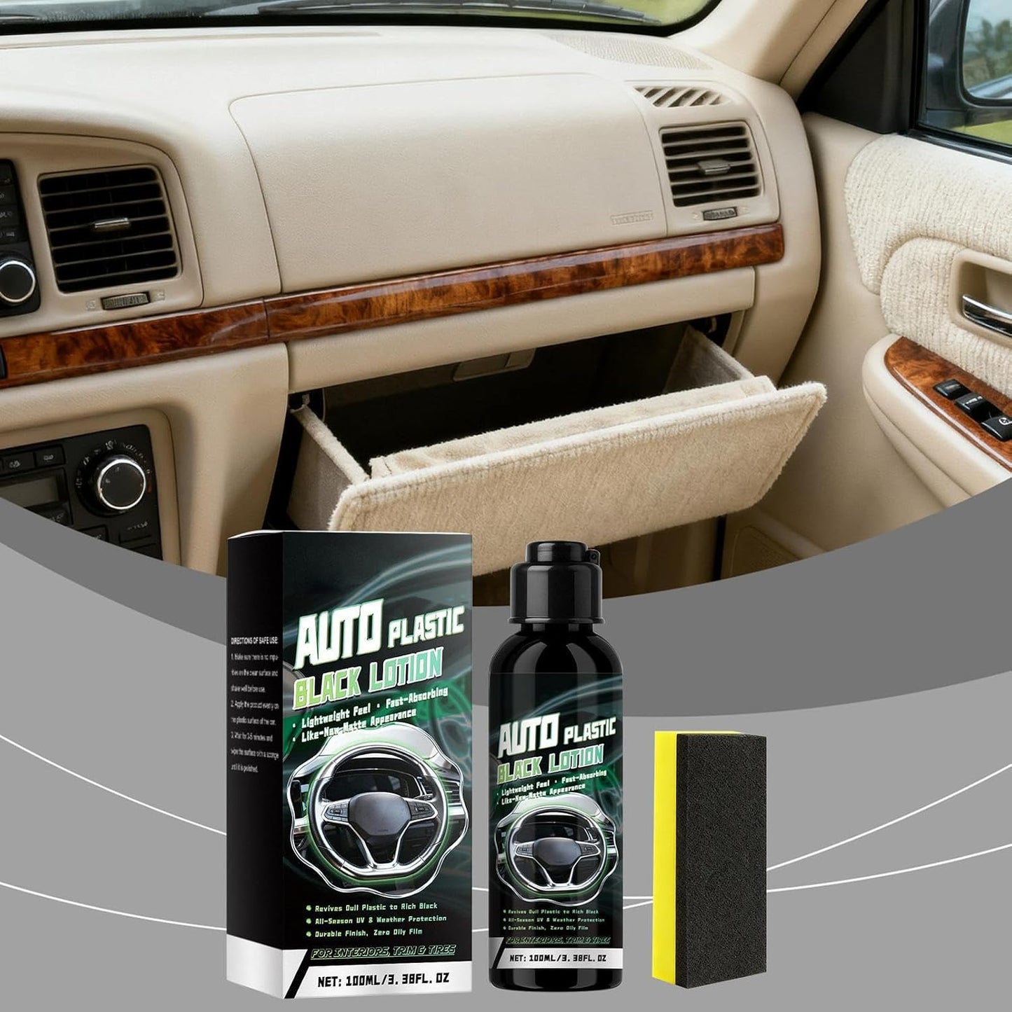 Car Leather Cleaner 100ml Long-Lasting All Purpose Agent with Sponge | Car Fabric Cleaner for Vehicle Truck Convertible Garage Home Underseat Roof Ceiling Dashboard Components