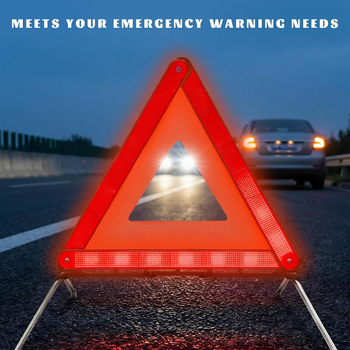 3 PCS Triangle Warning Frame, Reflective Emergency Triangle Safety Sign with Storage Case, Foldable Roadside Safety Triangles Warning Reflector for Vehicles Breakdown