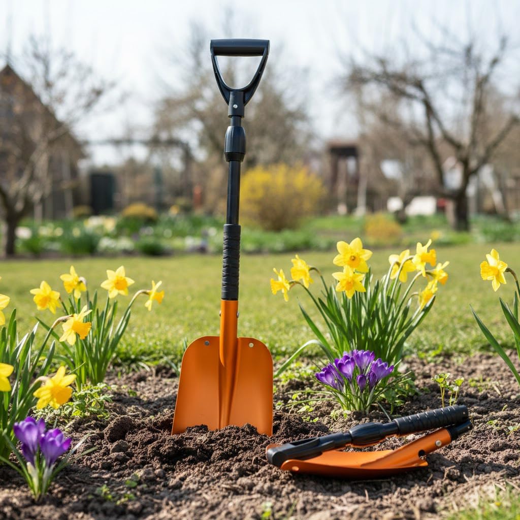GEARFLAG Collapsible Folding Aluminum Compact Snow Shovel 39" - Snow Removal in Winter, Emergency Kit for Vehicle, Car, Van, SUV, Truck, Snowmobile, Gardening (Orange)