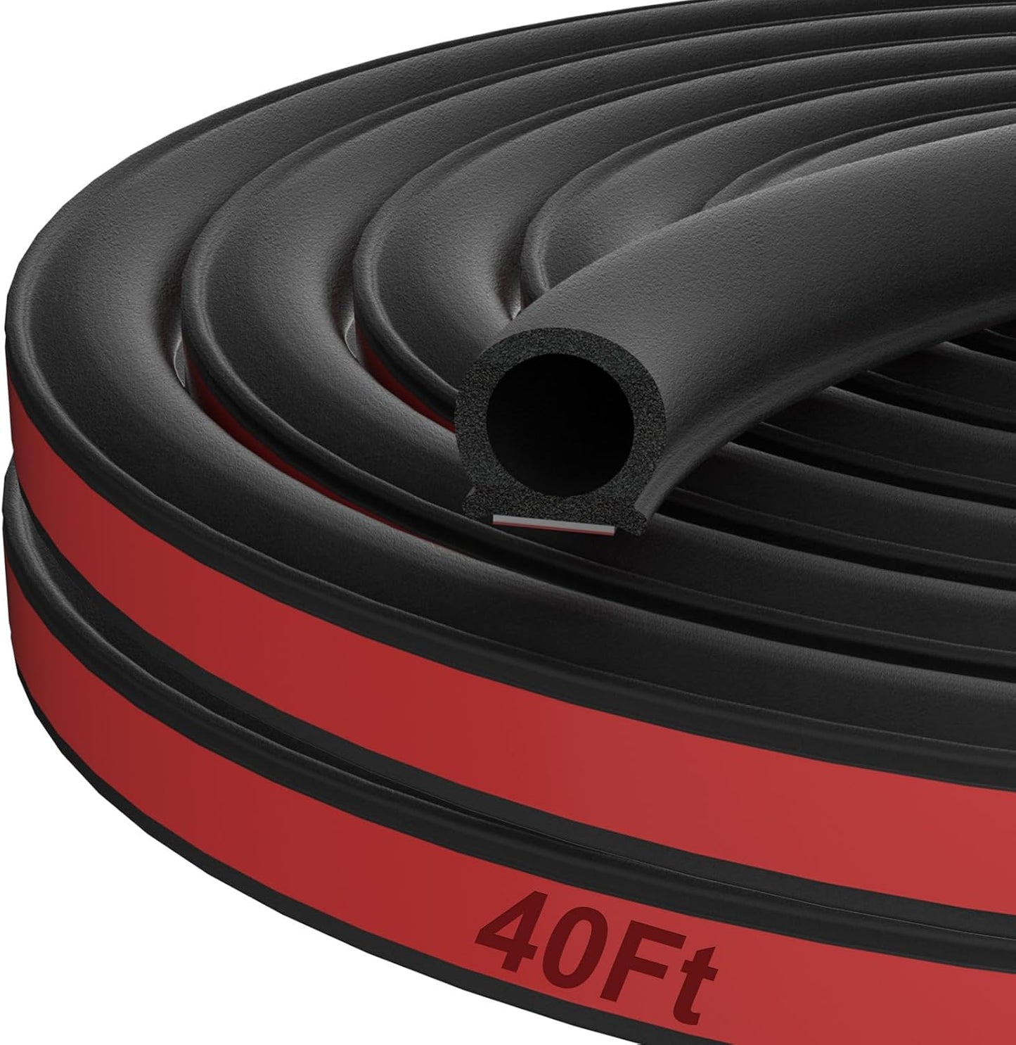 alophoty 40 Ft Rubber Weather Stripping Door Seal, D Shaped Automotive Weather Stripping, Car Door Seal Strip, Self Adhesive Soundproofing Weatherstripping for Doors Windows Car Truck Auto RV