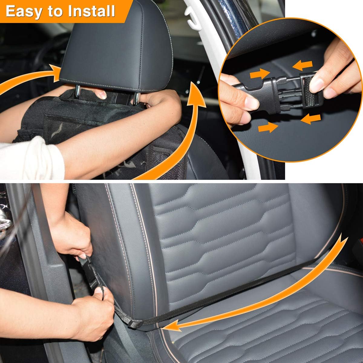 Backseat Organizer for Kids with USB/Headphone Hole - 2 Pack