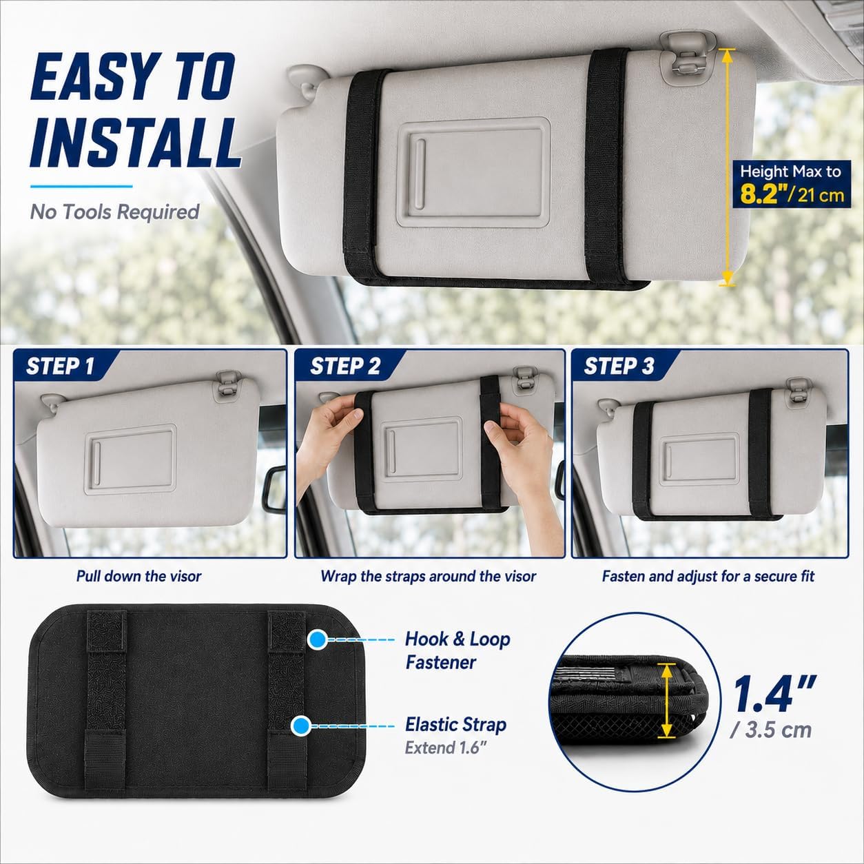 Olaismln MOLLE Car Sun Visor Organizer with Semi-Rigid Panel, Zipper Storage Pouch & Glasses Holder, Adjustable Straps for Police Gear, Overland Accessories, Fits Trucks, SUVs, Jeeps,Pickups