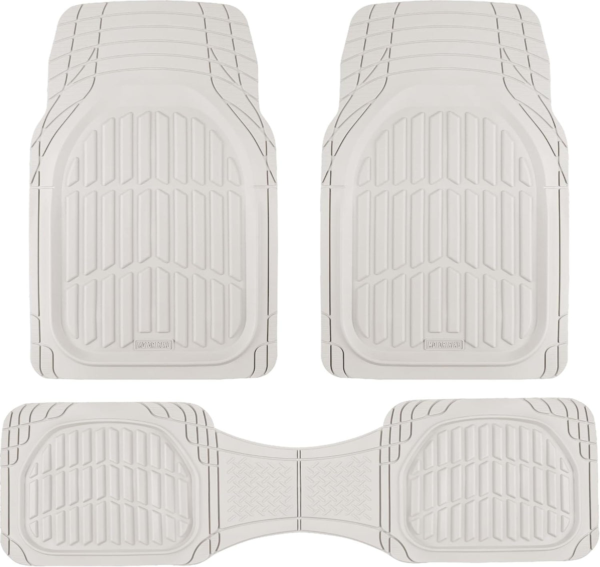 Motor Trend FlexTough LITE Rubber Car Mats Full Set - All Weather White Floor Mats for Trucks, Cars & SUVs - Automotive White Car Floor Mats for Cars Interior Accessories Universal Trim-to-Fit
