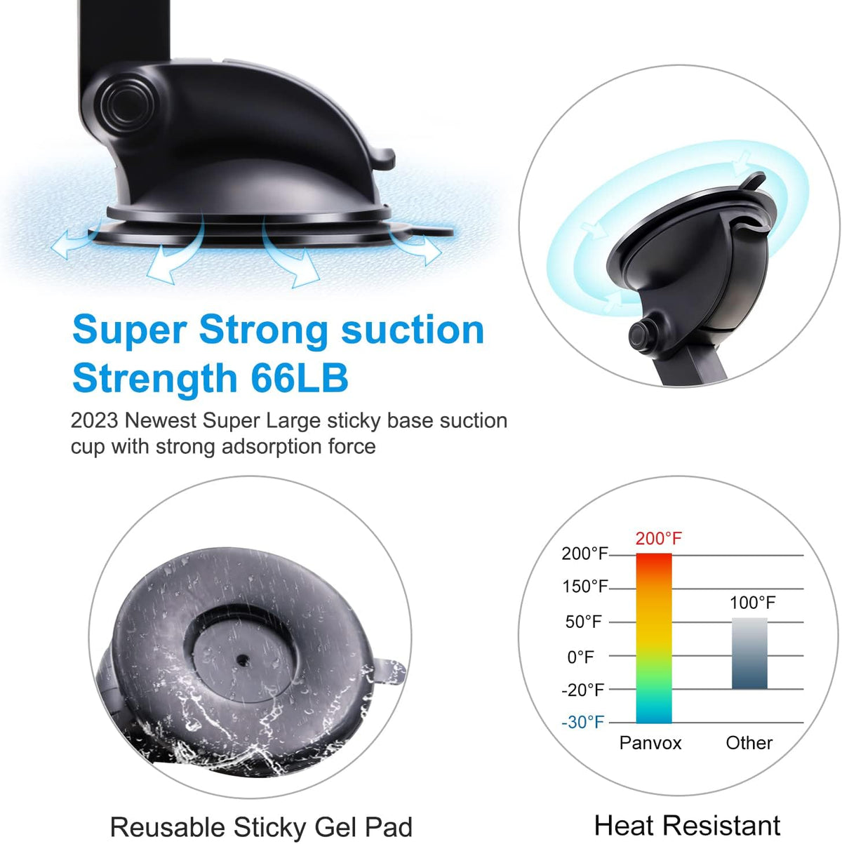 Magnetic Phone Car Mount, Universal Dashboard Windshield Car Phone Mount Holder with Upgraded 3.2" Suction Cup,8 Strong Magnets Compatible with iPhone 11 Pro X XS Max XR Galaxy Note10 S10 (B)