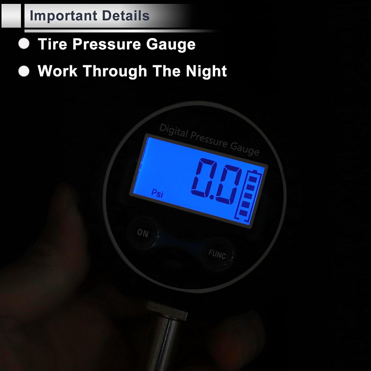 1Set Universal Tire Pressure Gauge 200 PSI 2.76Inch Digital Pressure Gauge with Inflator Tyre Air PSI Meter for Motorcycle SUV Truck Black