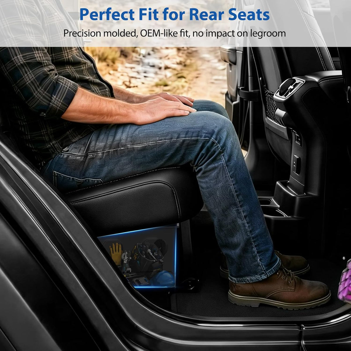 DIAMOOKY Rear Under Seat Storage for Jeep Wrangler JL JLU 2018 2019 2020 2021 2022 2023 2024 2025 2026 4-Door Accessories, Under Back Seat Organizer Tool Box (Not for 2-Door, 4xe & Gladiator JT)