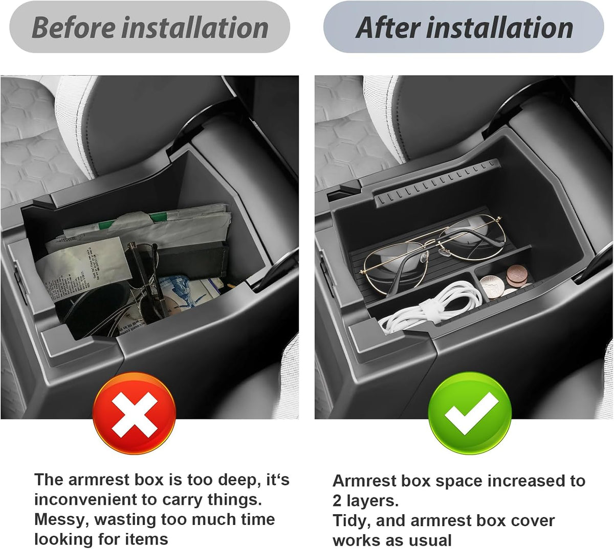 SKTU for 2025 2026 Subaru Forester Accessories Center Console Organizer for 2025 2026 Subaru Forester (Base/Premium/Sport/Limited/Touring) Console Tray 2025 2026 Forester ABS Middle Console Organizer