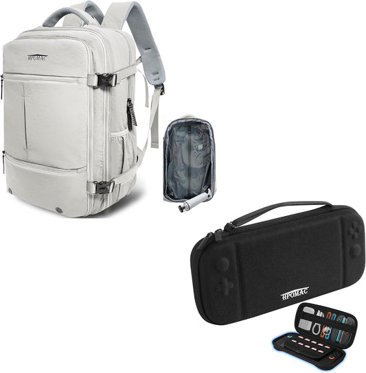 Vacuum Compression Backpack, Carry-On Size Travel Backpack with Vacuum System and Pump & Nintendo Switch 2 Carrying Case, Slim Hard Shell Travel Case