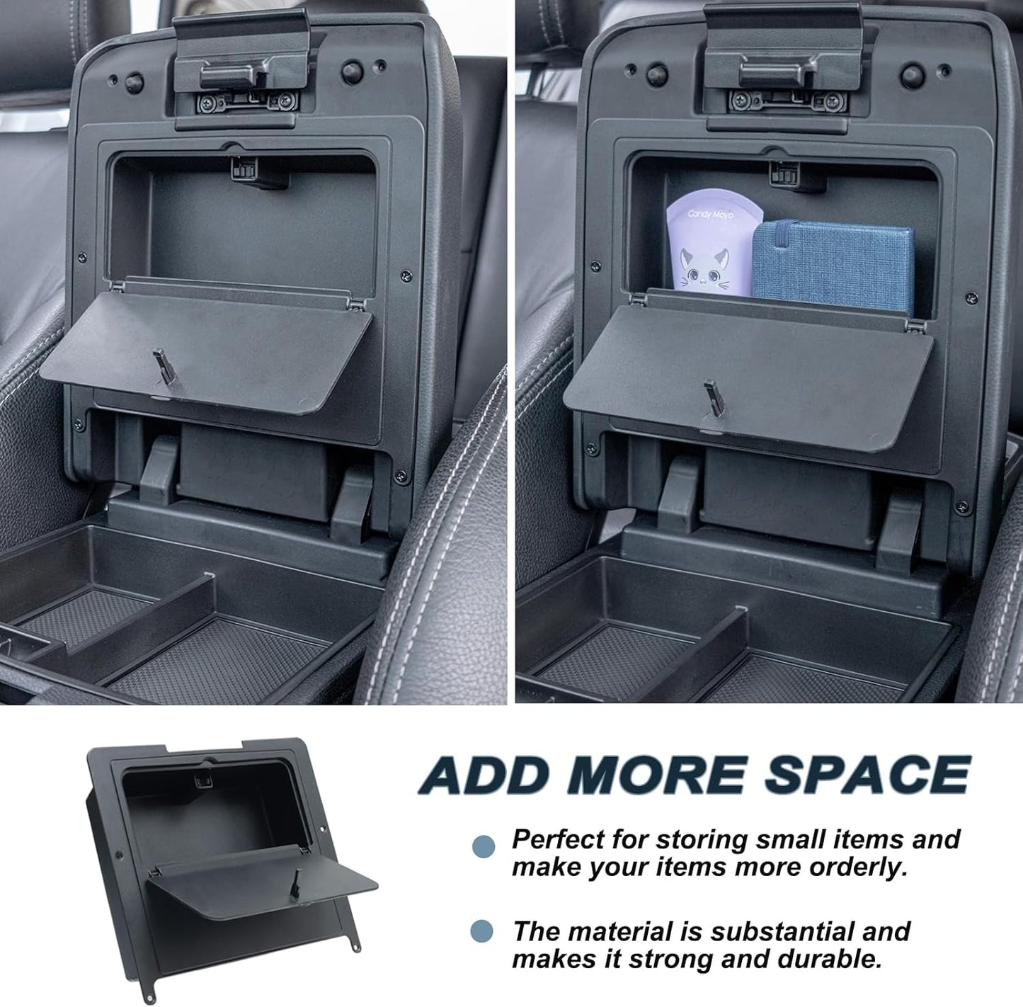 JKCOVER 2PCS Center Console Hidden Box Organizer Tray Compatible with 2024 2025 2026 Toyota Tacoma Accessories Armrest Secret Compartment And Armrest Tray Organizer