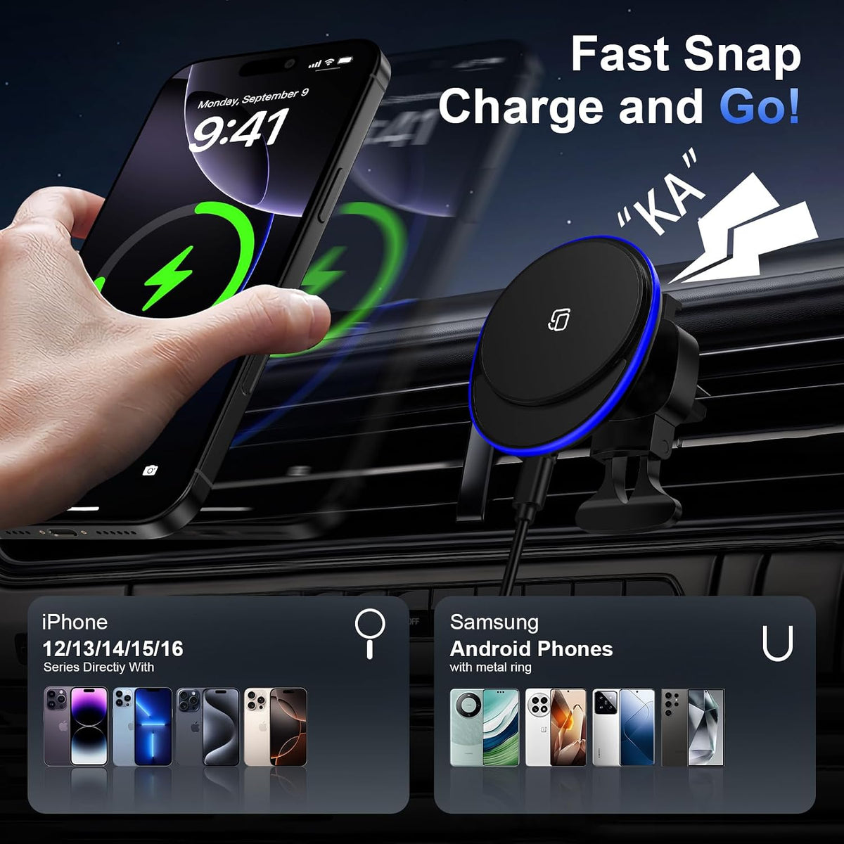 for Samsung Car Charger Wireless Car Mount Charger for Galaxy S26 Ultra S25